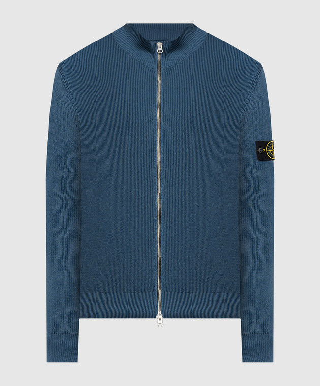 Stone Island - Blue cardigan with removable logo patch 8015526D8 