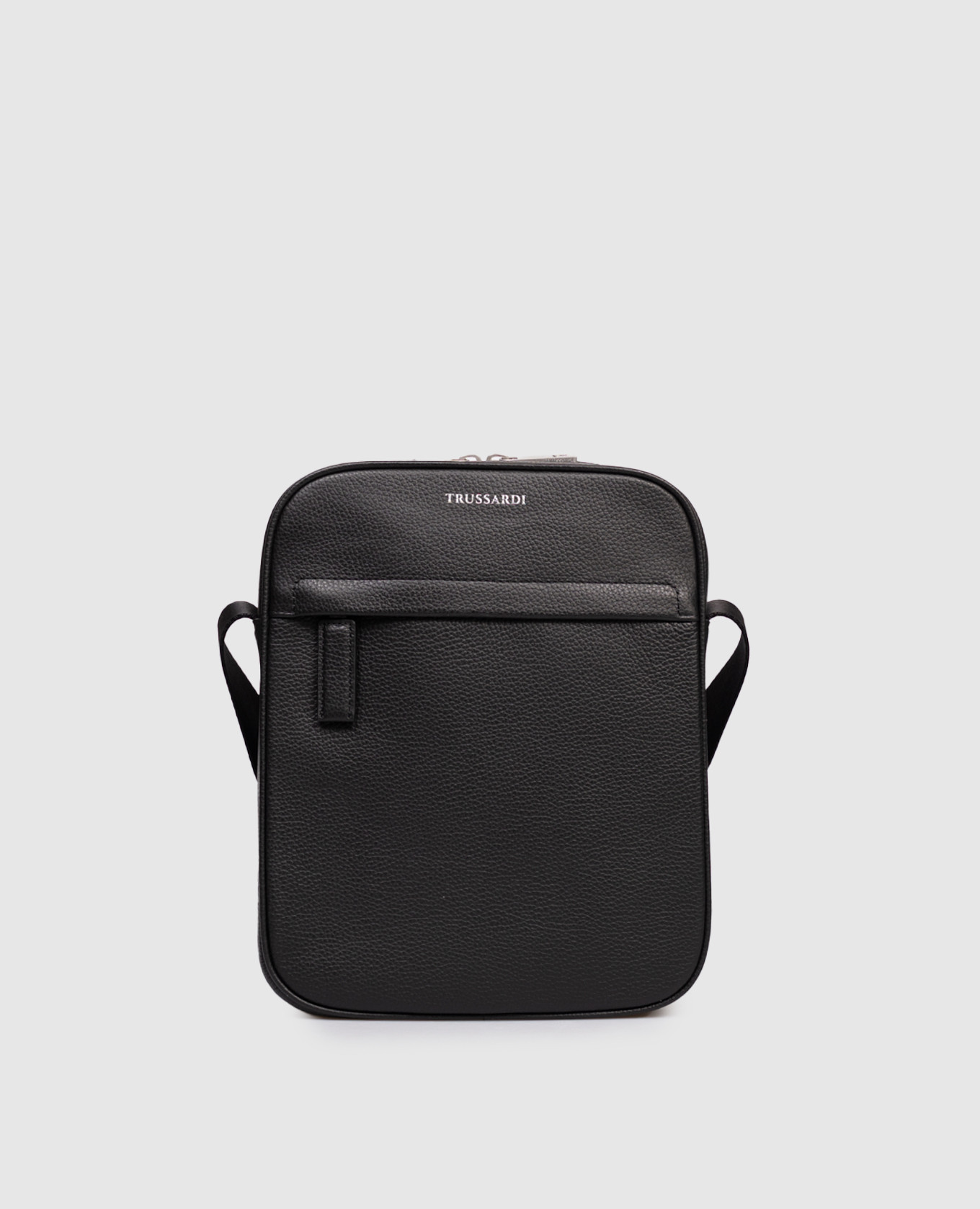 

Black leather bag with logo print Trussardi