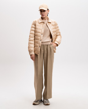 Peserico Beige quilted down jacket with monil chain S2407002200