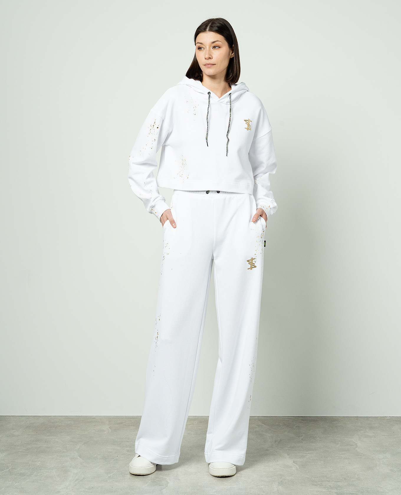 White sweatpants with logo Twinset 2