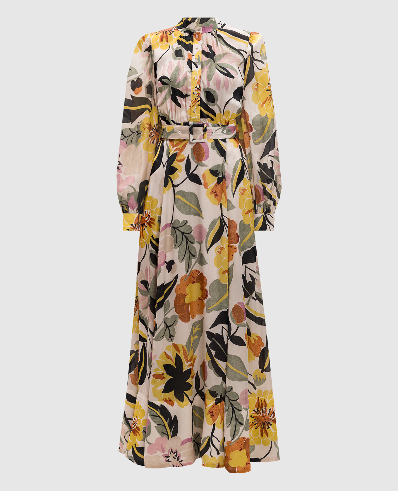 

Floral print maxi shirt dress byTimo, White