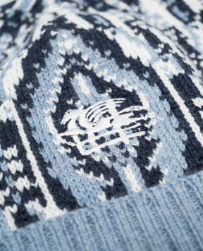 Etro Baby blue wool and cashmere hat with logo embroidery GV0P97W0033