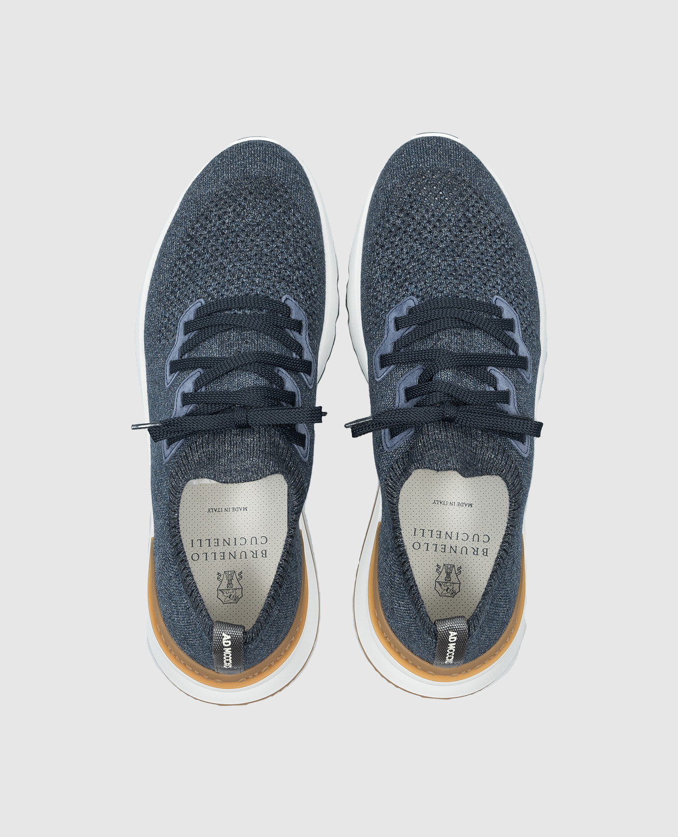 Blue melange sneakers with textured logo Brunello Cucinelli 4