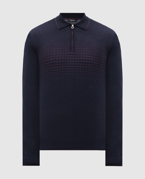 Stefano Ricci Blue polo shirt made of wool, silk and cashmere KE08016P30E25372