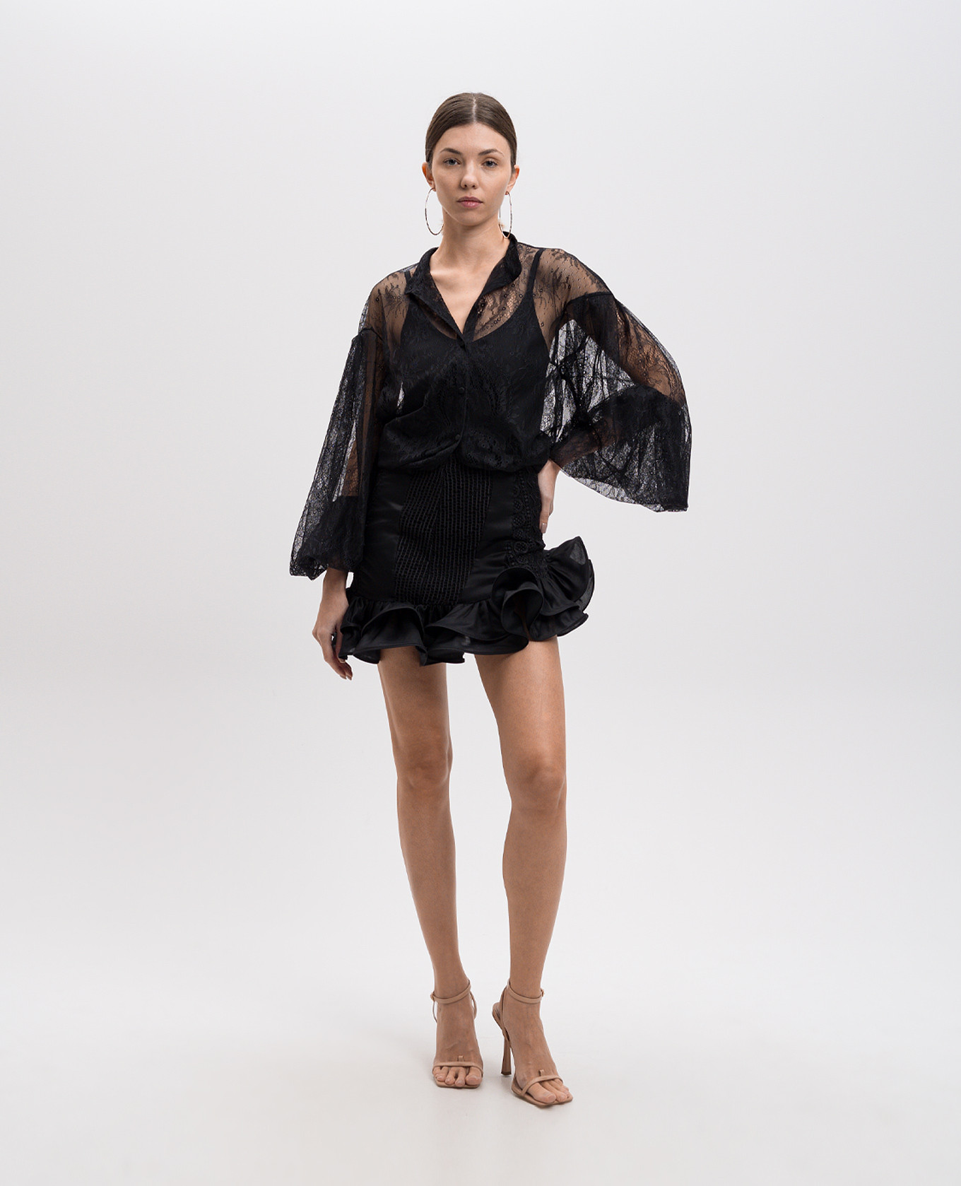 

Melle black silk skirt with lace Charo Ruiz