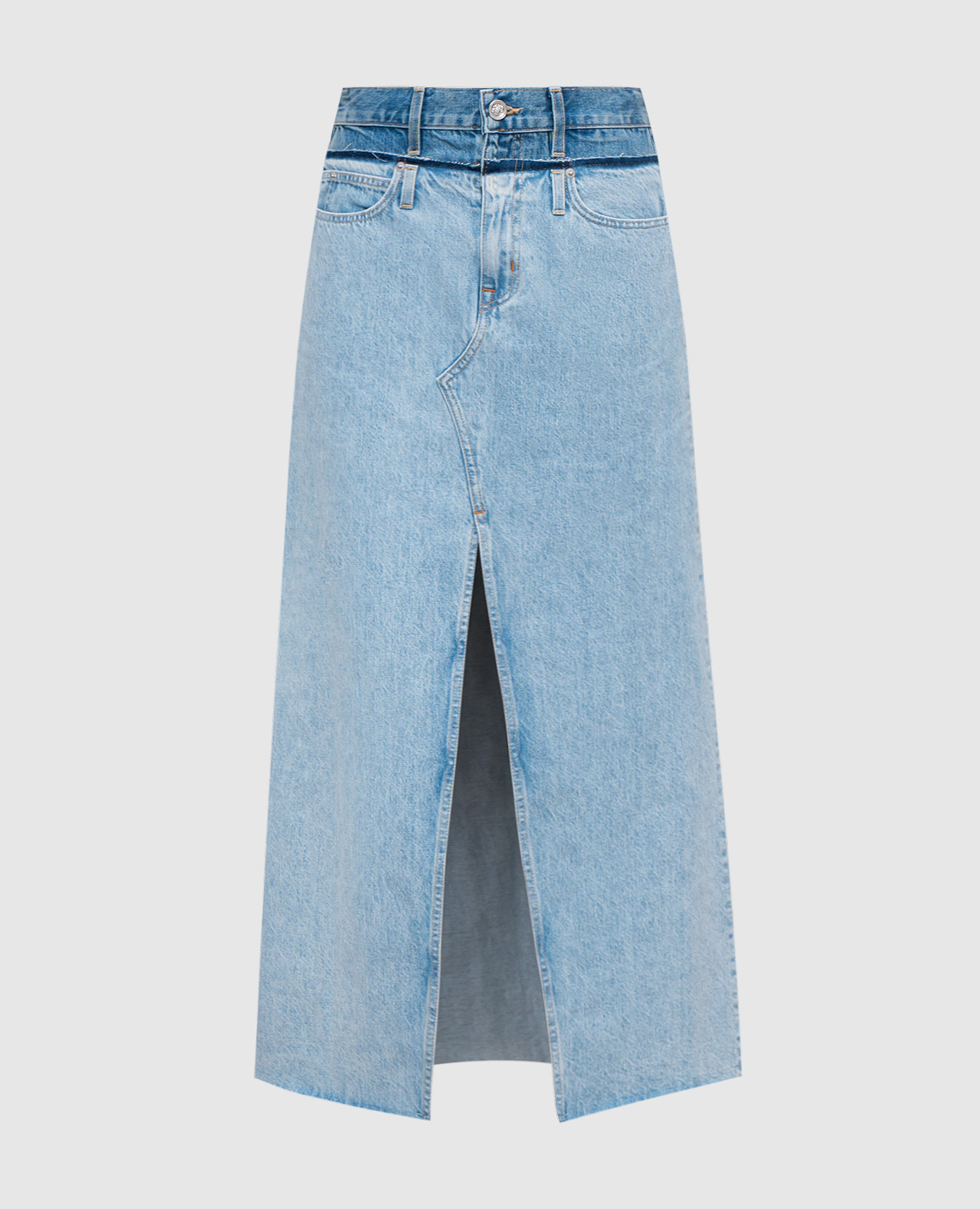 

Re-Work Dallas blue denim maxi skirt with slit SLVRLAKE, Light blue