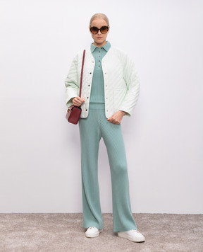 Allude Green ribbed cashmere flared pants 25211148