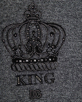 Dolce&Gabbana Children's gray wool and cashmere sweater with branded embroidery L4KWG8JFMLF