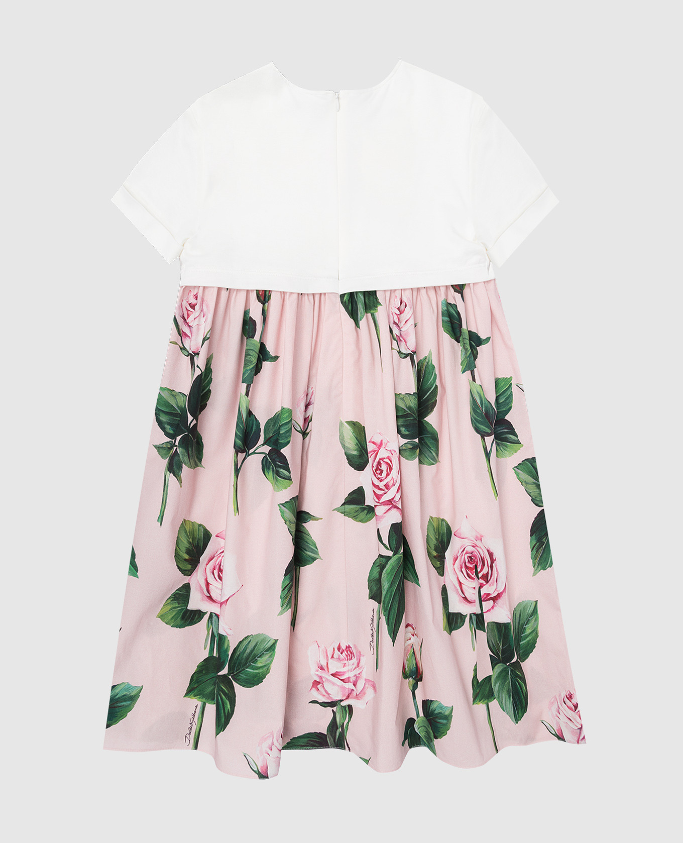 

Children's pink dress with logo embroidery and brand print Dolce&Gabbana
