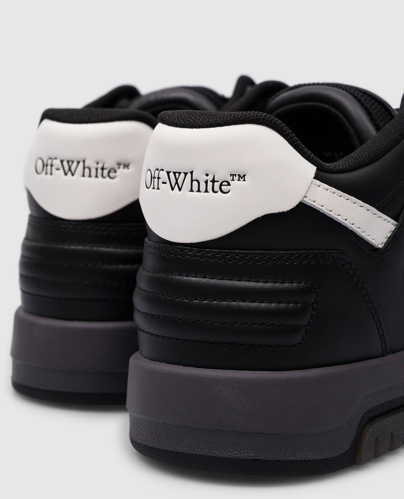 

OUT OF OFFICE black leather sneakers with contrasting logo Off-White