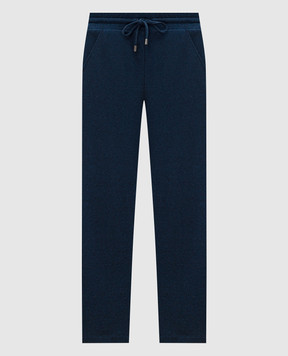 Canali Blue melange sweatpants with logo emblem MJ02249T0886