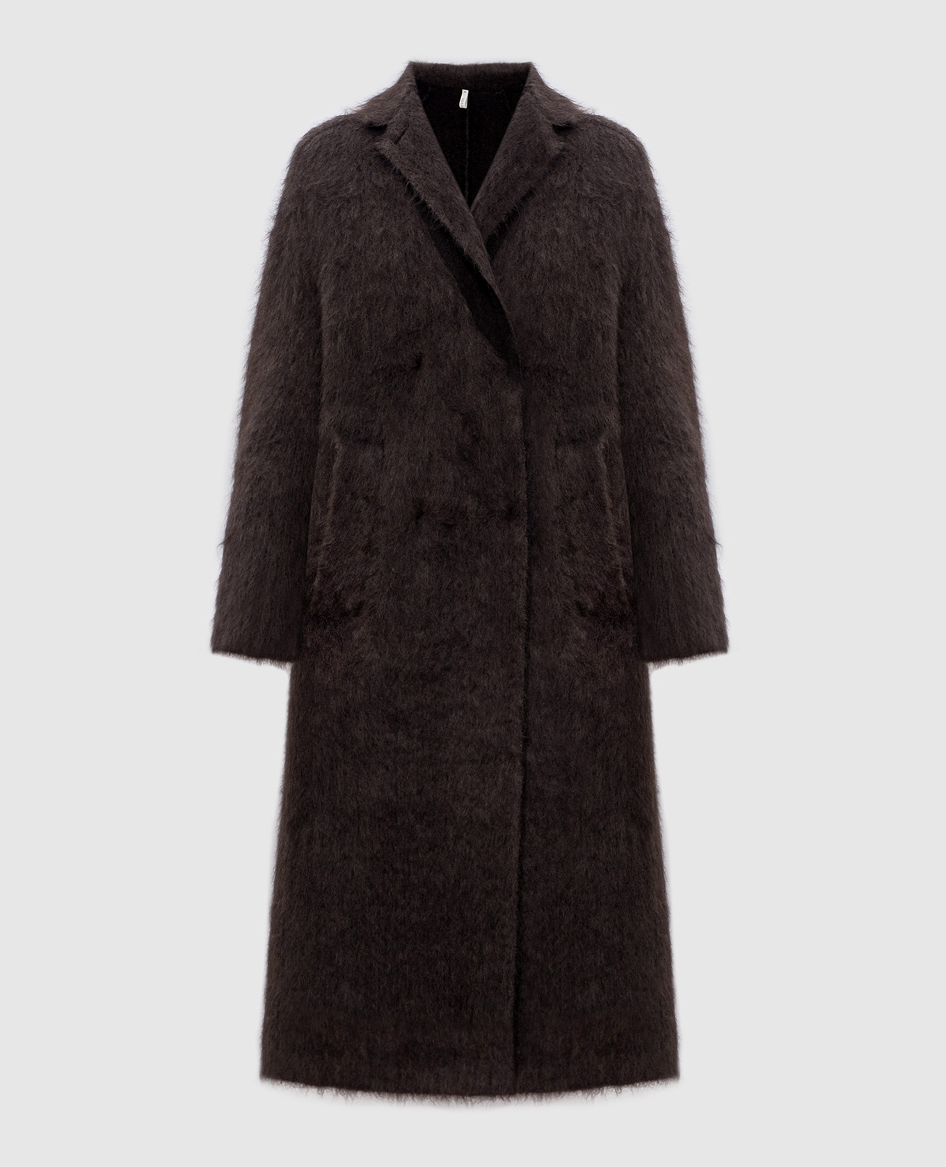 

Brown double-breasted long coat with wool BOBOUTIC