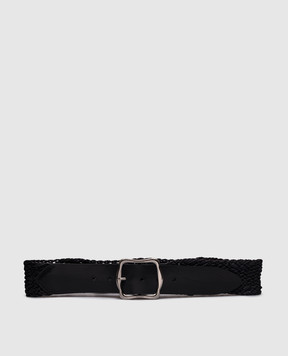 Max Mara Weekend Black MASSIMO woven belt with logo engraving MASSIMO