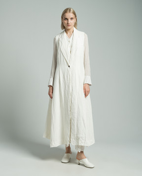 Marc Le Bihan White elongated vest made of linen with a reaper effect 2330