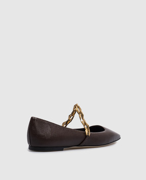 Jimmy Choo Diamond Tilda Flat brown leather ballet flats DIAMONDTILDAFLATCW