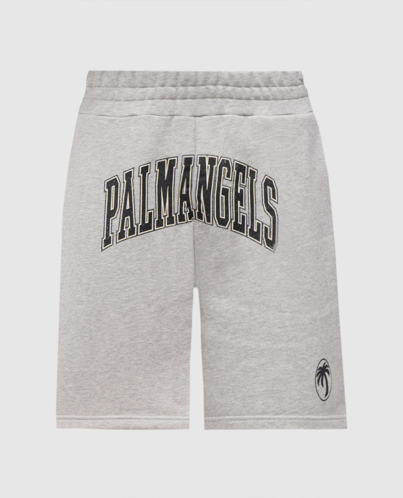 

College Palm Grey Logo Print Shorts Palm Angels