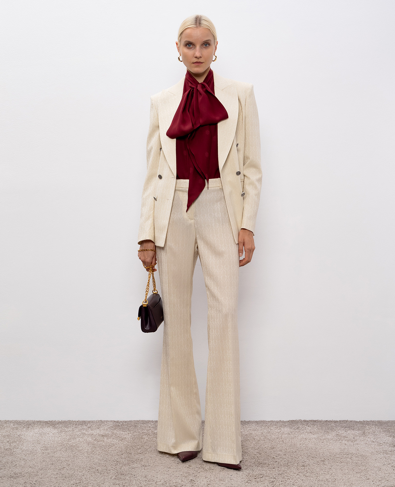 Beige patterned wool flared pants Etro 2