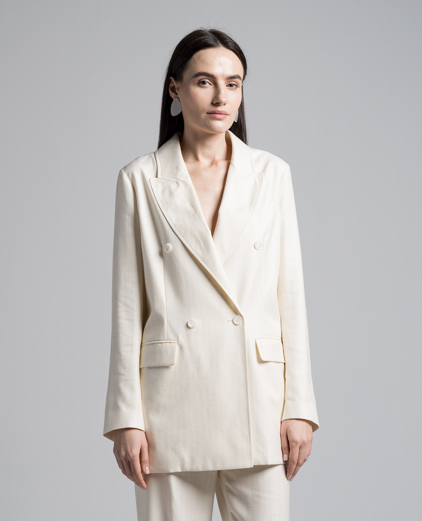 Yellow double-breasted jacket made of wool, silk and linen Enrico Mandelli 3
