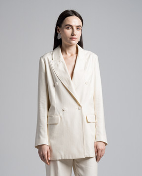 Enrico Mandelli Yellow double-breasted jacket made of wool, silk and linen A8D6205315