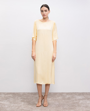 Peserico Yellow dress with a monil chain E0235301940