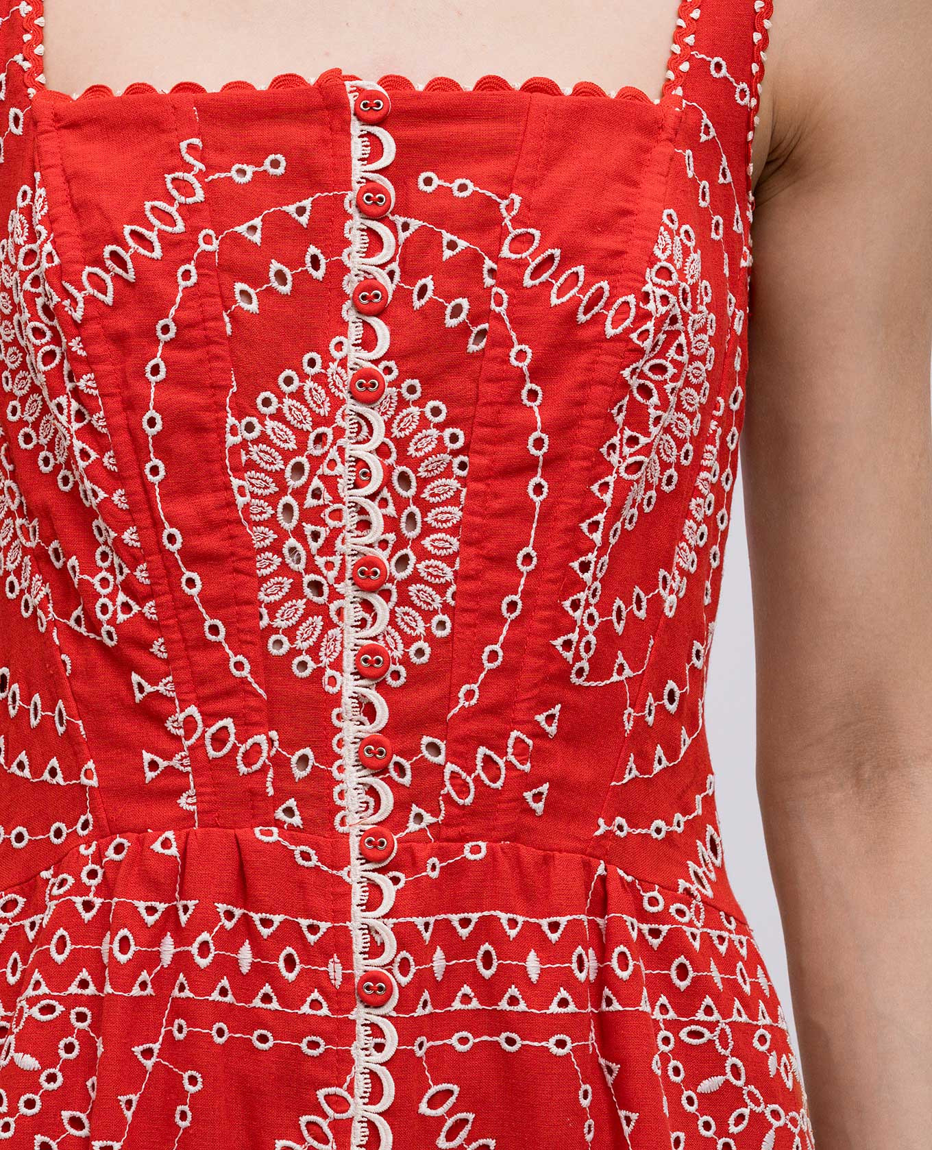 

Greba red linen dress with embroidery Charo Ruiz