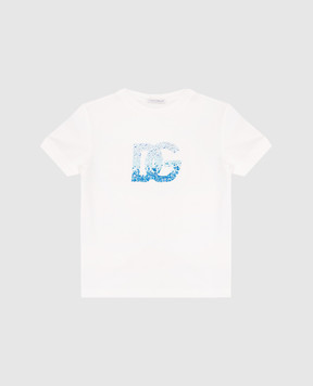 Dolce&Gabbana Children's white T-shirt with DG logo L5JTPDG7O0X46