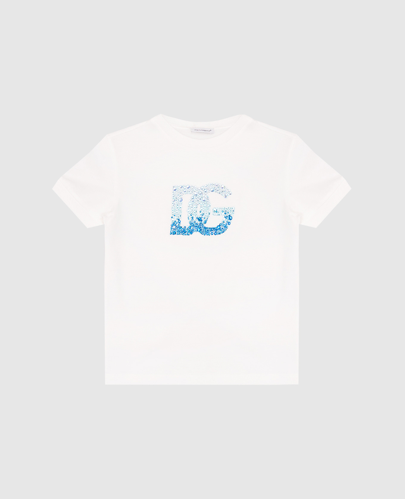 Children&#39;s white T-shirt with DG logo Dolce&Gabbana