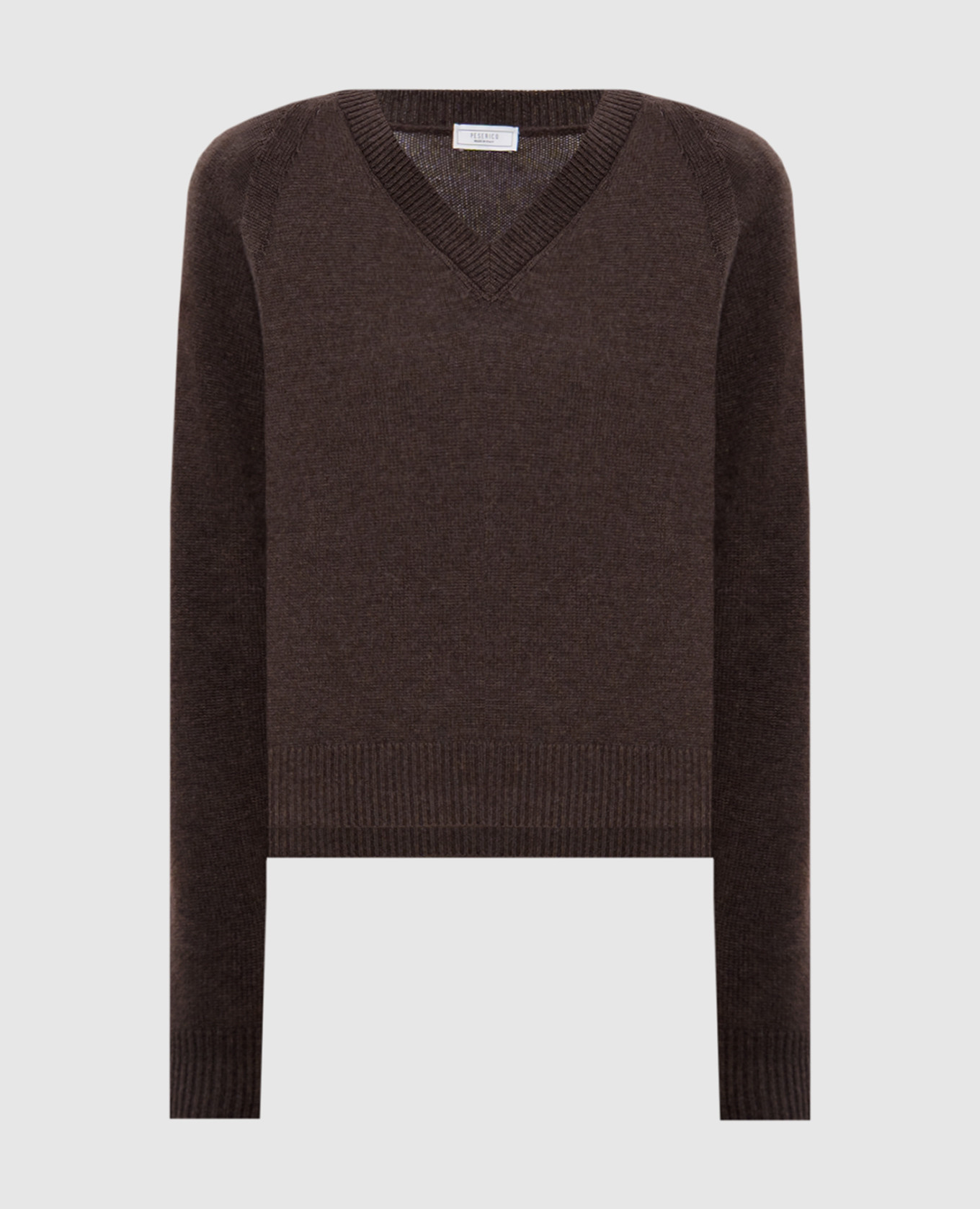 

Brown wool, silk and cashmere pullover with monil chain Peserico