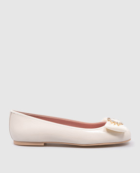 Pretty Ballerinas Children's lacquered beige Hermione ballet shoes with crystals 51268