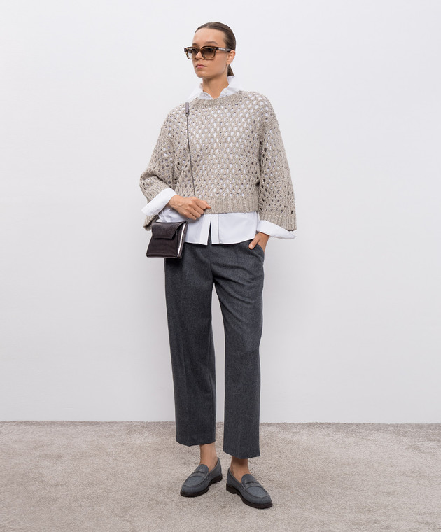 Brunello Cucinelli - Grey Straight Crop Wool Pants
