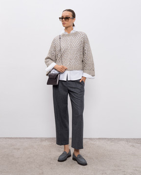 Brunello Cucinelli Grey Straight Crop Wool Pants M038PP9052
