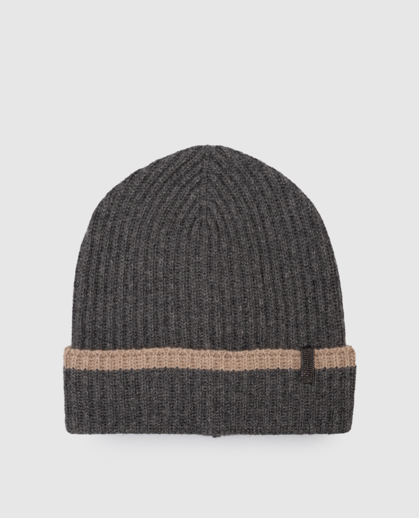Gray cashmere hat with monil chain Brunello Cucinelli