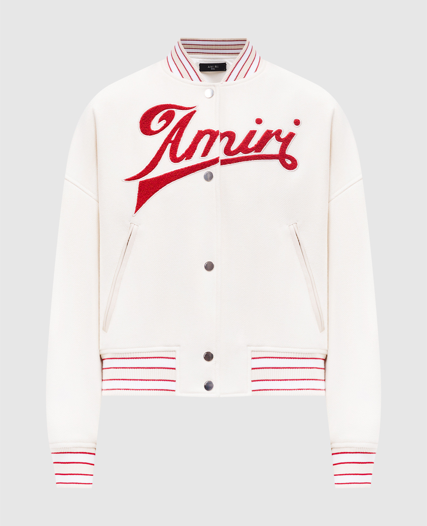 

Beige wool bomber jacket with logo AMIRI