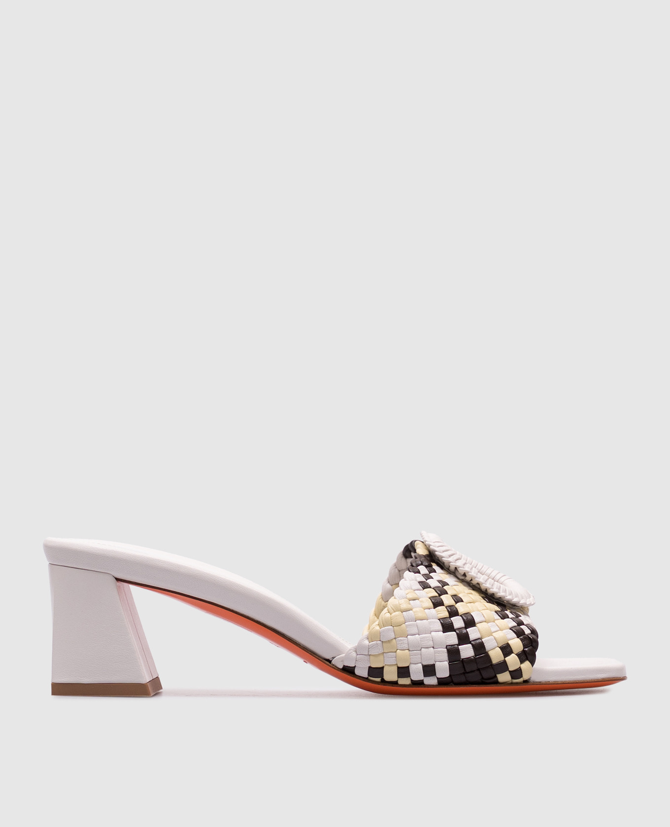 

Leather flip-flops with weaving Santoni, White