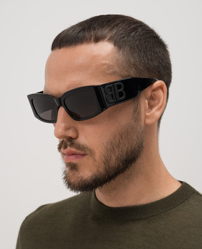Balenciaga Dynasty D-Frame Black Logo Sunglasses 794338T0039