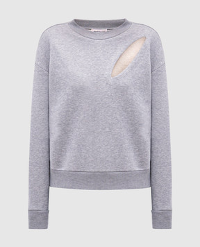 Alexander McQueen Gray crew neck sweatshirt with logo embroidery 794769QLAC8