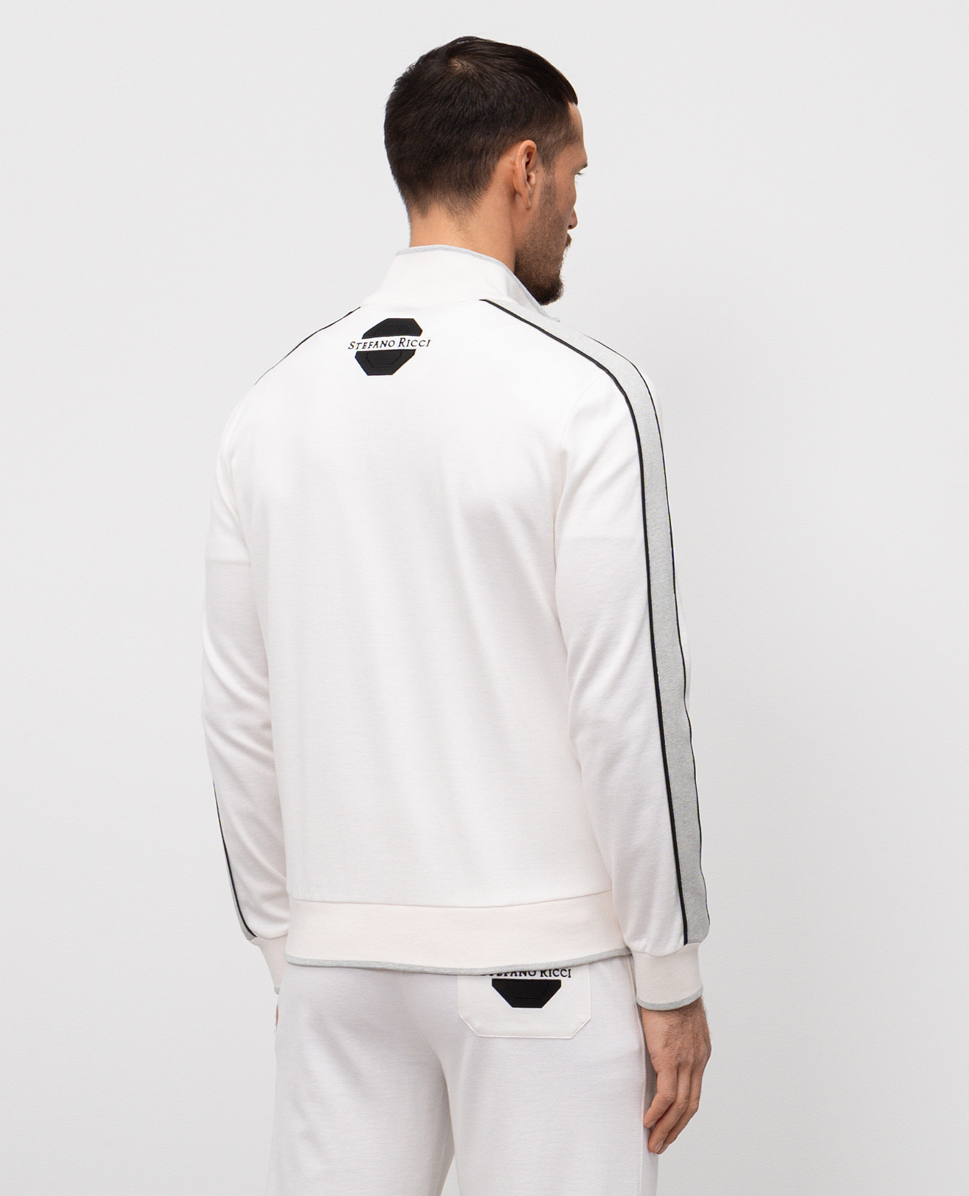 

White silk tracksuit with logo embroidery Stefano Ricci
