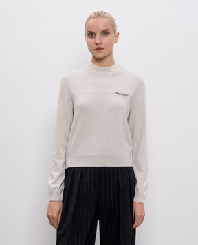 Brunello Cucinelli Beige cashmere jumper with monil chain M12212604P