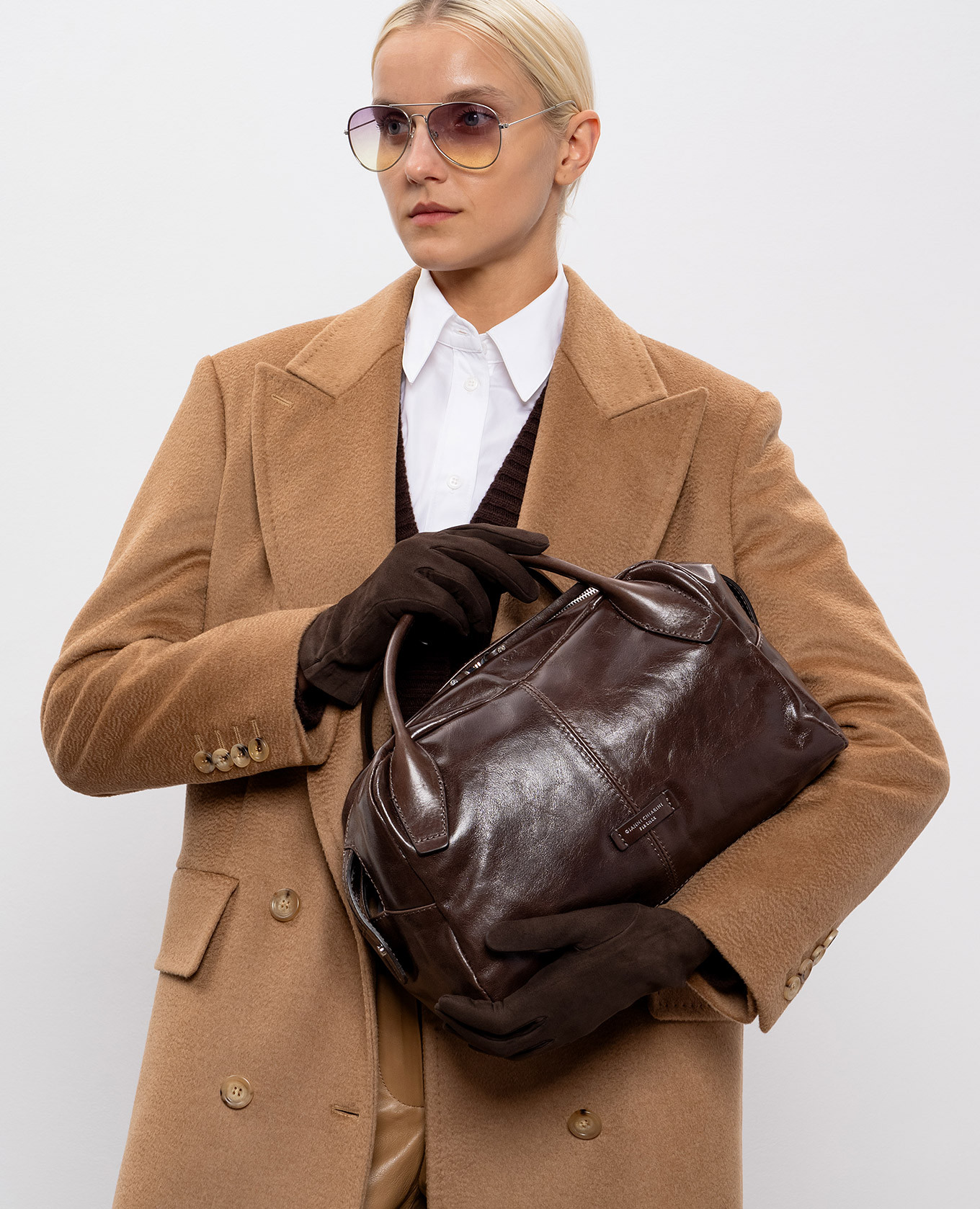 

Brown suede gloves with slit Sermoneta Gloves