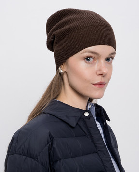 Peserico Brown wool and silk hat with lurex S36210F1209095