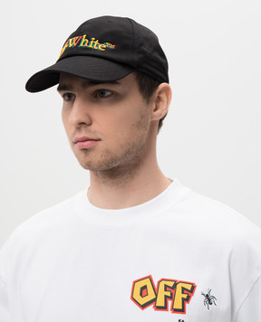 Off-White Black cap with contrasting logo embroidery OMLA049S25FAB003