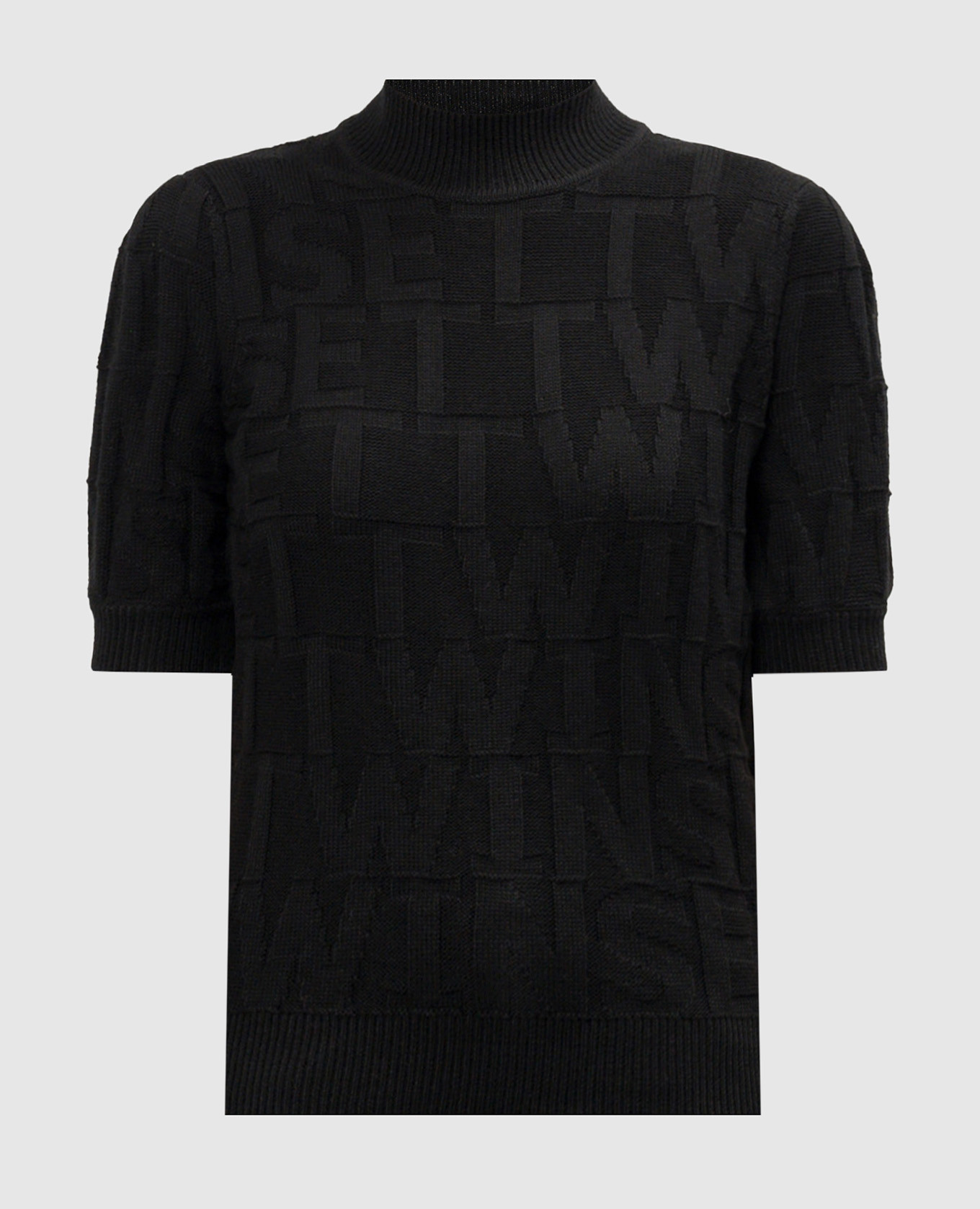 

Black cashmere top with textured logo pattern Twinset