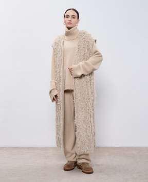 UMA WANG Beige elongated vest with alpaca wool UK7178