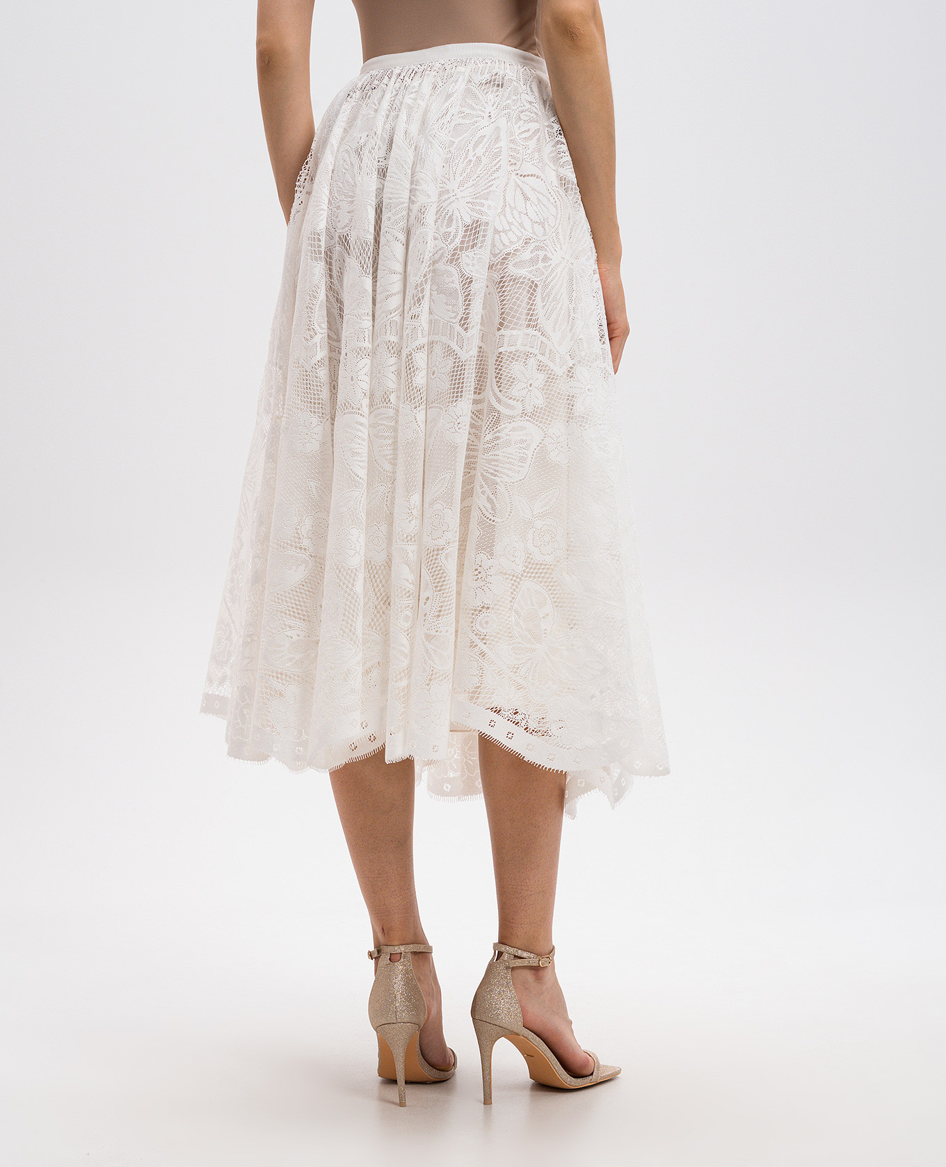 

White midi skirt made of lace Christian Dior, Белый