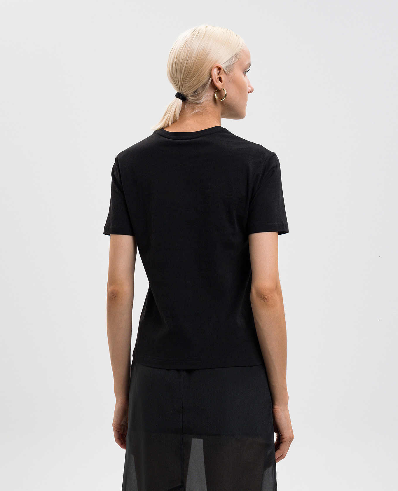 Black T-shirt with embroidered logo Twinset 3