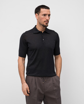 Brunello Cucinelli Grey melange polo with silk MNB805405