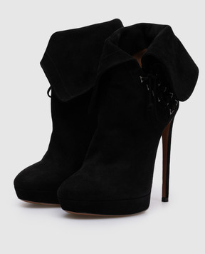 Alaia Black suede ankle boots with laces 4W3T068CC05