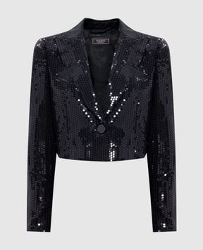 Peserico Black cropped jacket with sequins E01653D06601