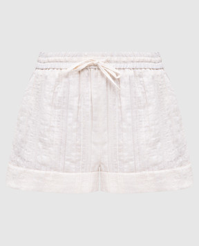 Twinset Beige linen shorts with lapels 251TT2142