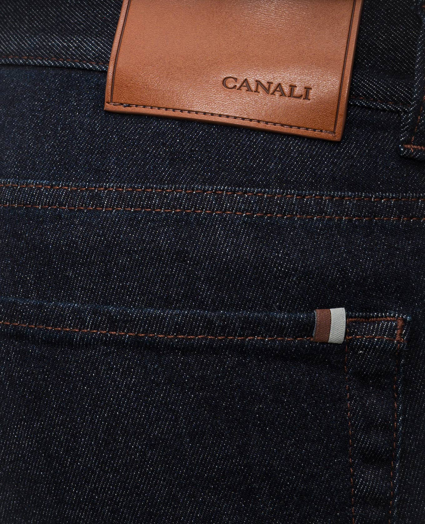 

Blue jeans with cashmere and logo patch Canali